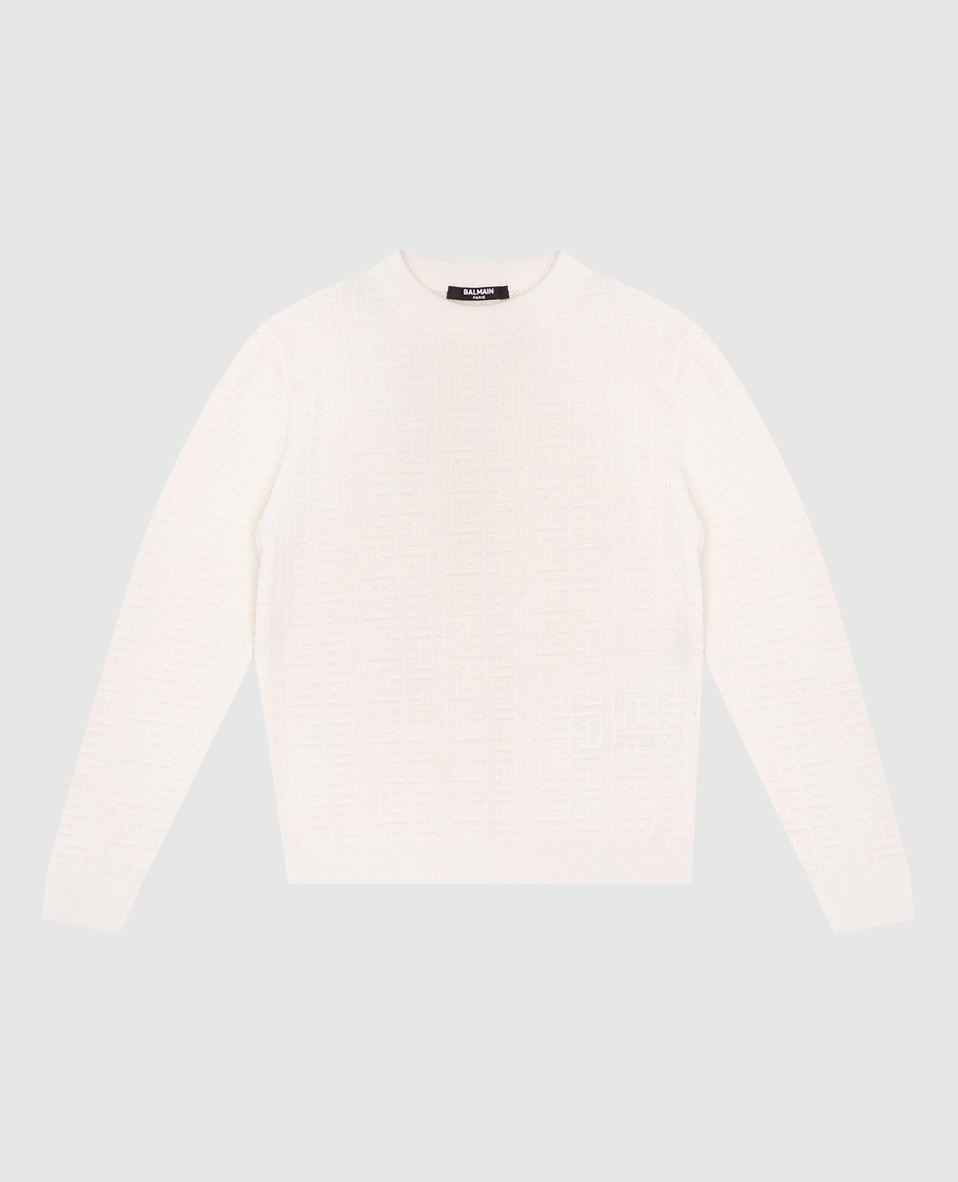 

Children's beige wool sweater with monogram pattern Balmain