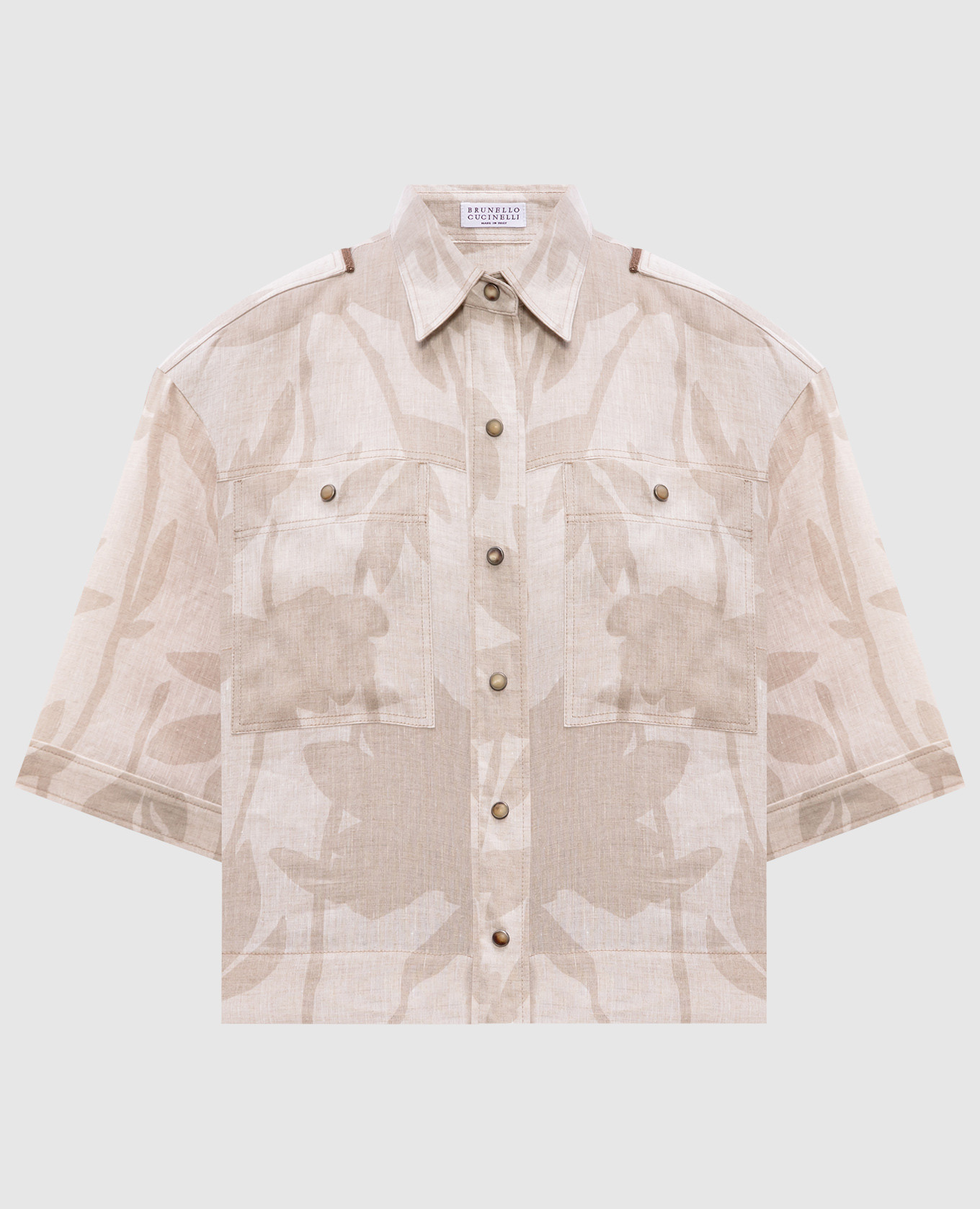 

Beige linen blouse with floral pattern Brunello Cucinelli
