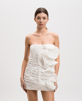 Charo Ruiz White Orbet Silk Draped Mini Dress 256601