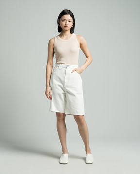 Lou Lou Studio ISU white denim shorts with logo patch ISU