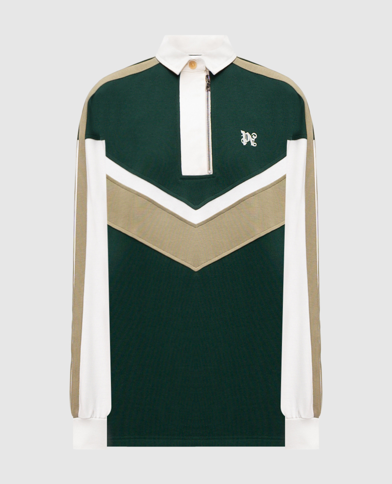 Green sweatshirt with polo collar Palm Angels