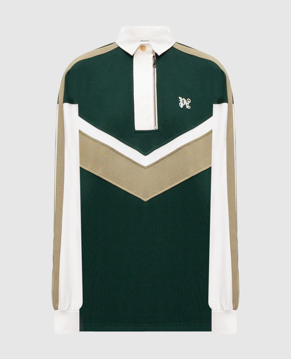 Green sweatshirt with polo collar