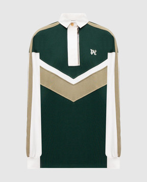 Palm Angels Green sweatshirt with polo collar PWGC011F25FAB001