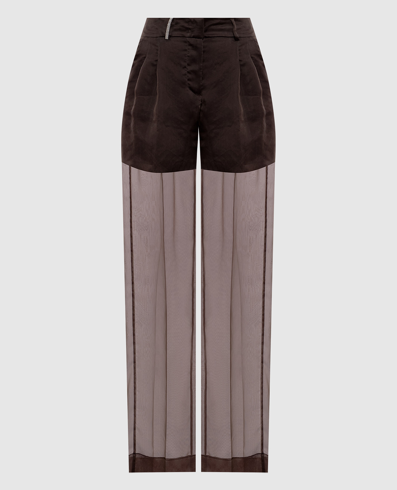 

Brown silk pants with monil chain Peserico