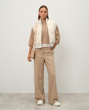 Peserico Beige down vest with wool S03416A2399