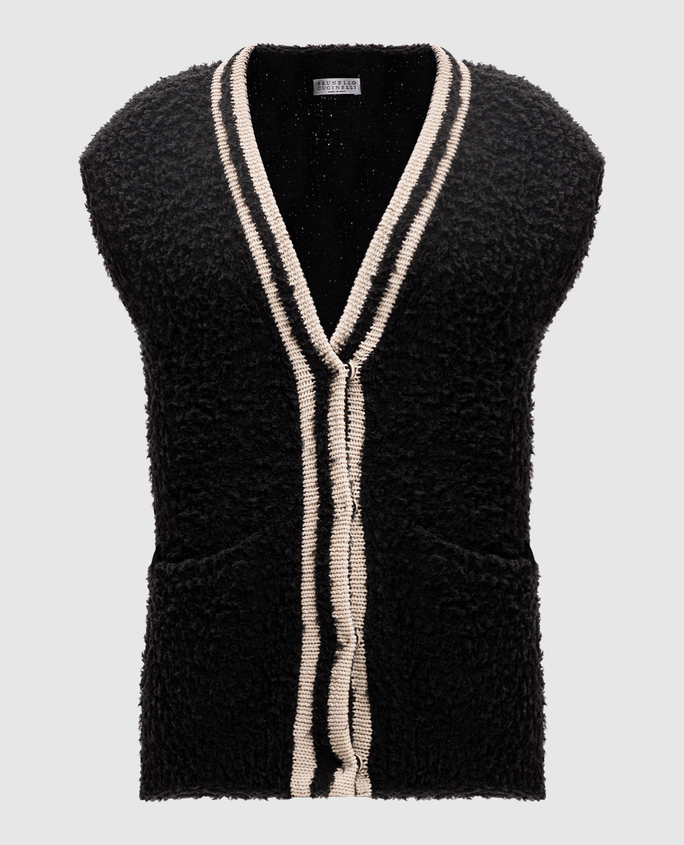 

Black cardigan with contrasting stripes Brunello Cucinelli