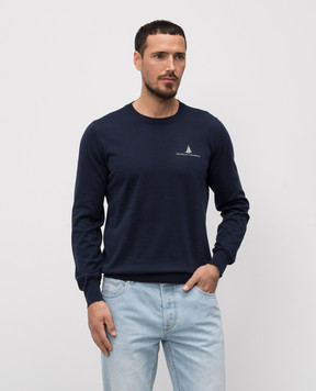 Brunello Cucinelli Blue sweater with logo embroidery M29805800P