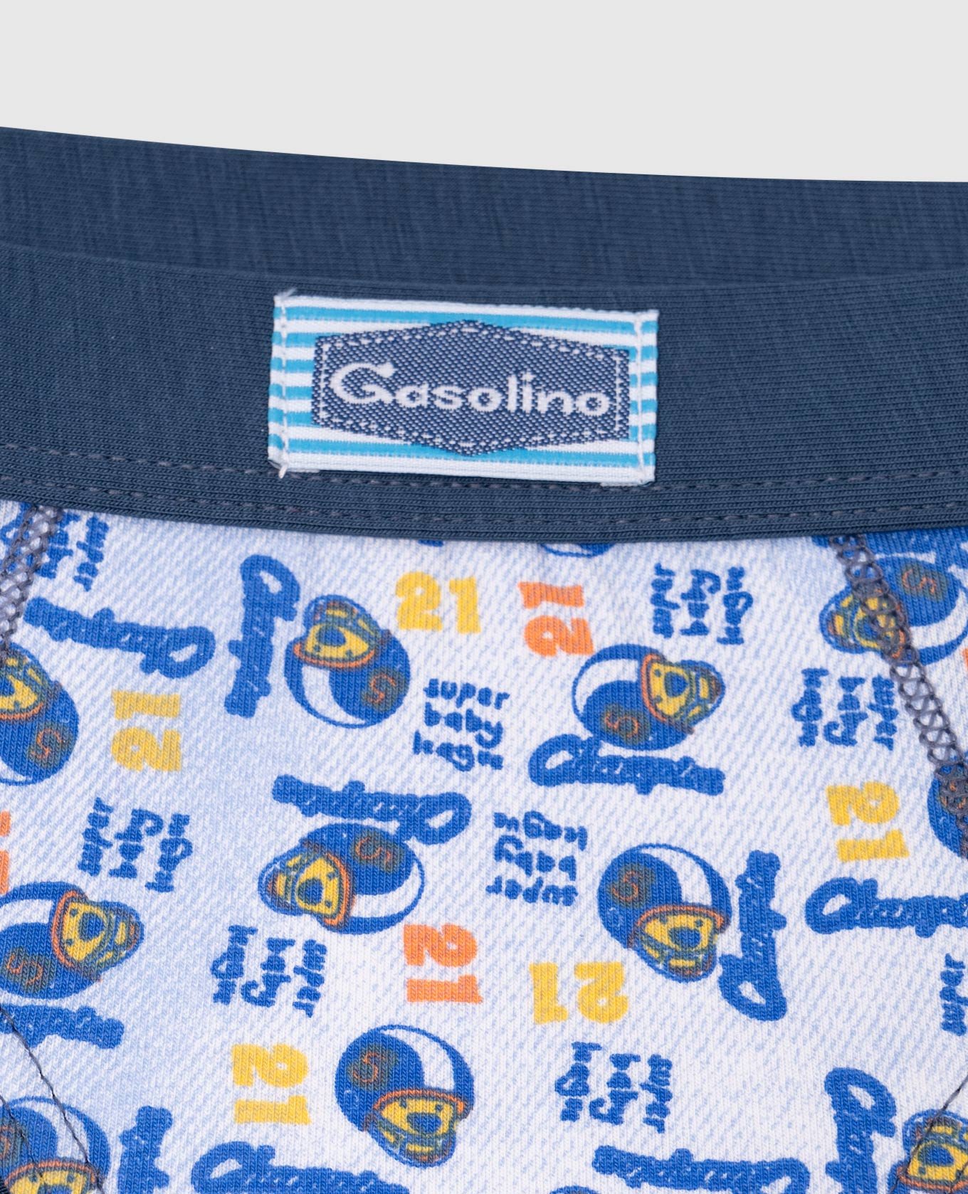 

Gasolino baby blue 21 print briefs with logo patch RiminiVeste
