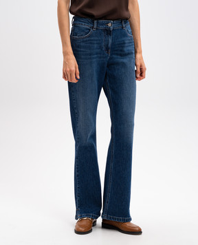 Twinset Blue distressed flared jeans with logo embroidery 242AT2273