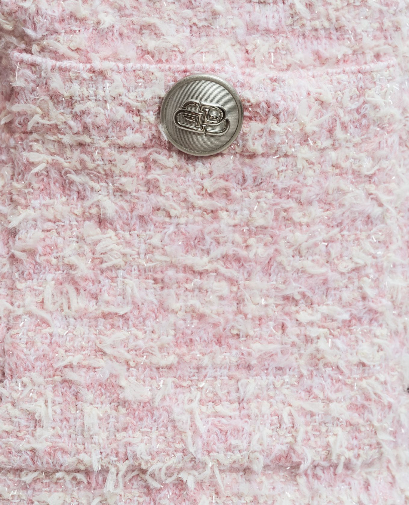 Pink tweed cropped jacket with lurex and BB logo Balenciaga 5