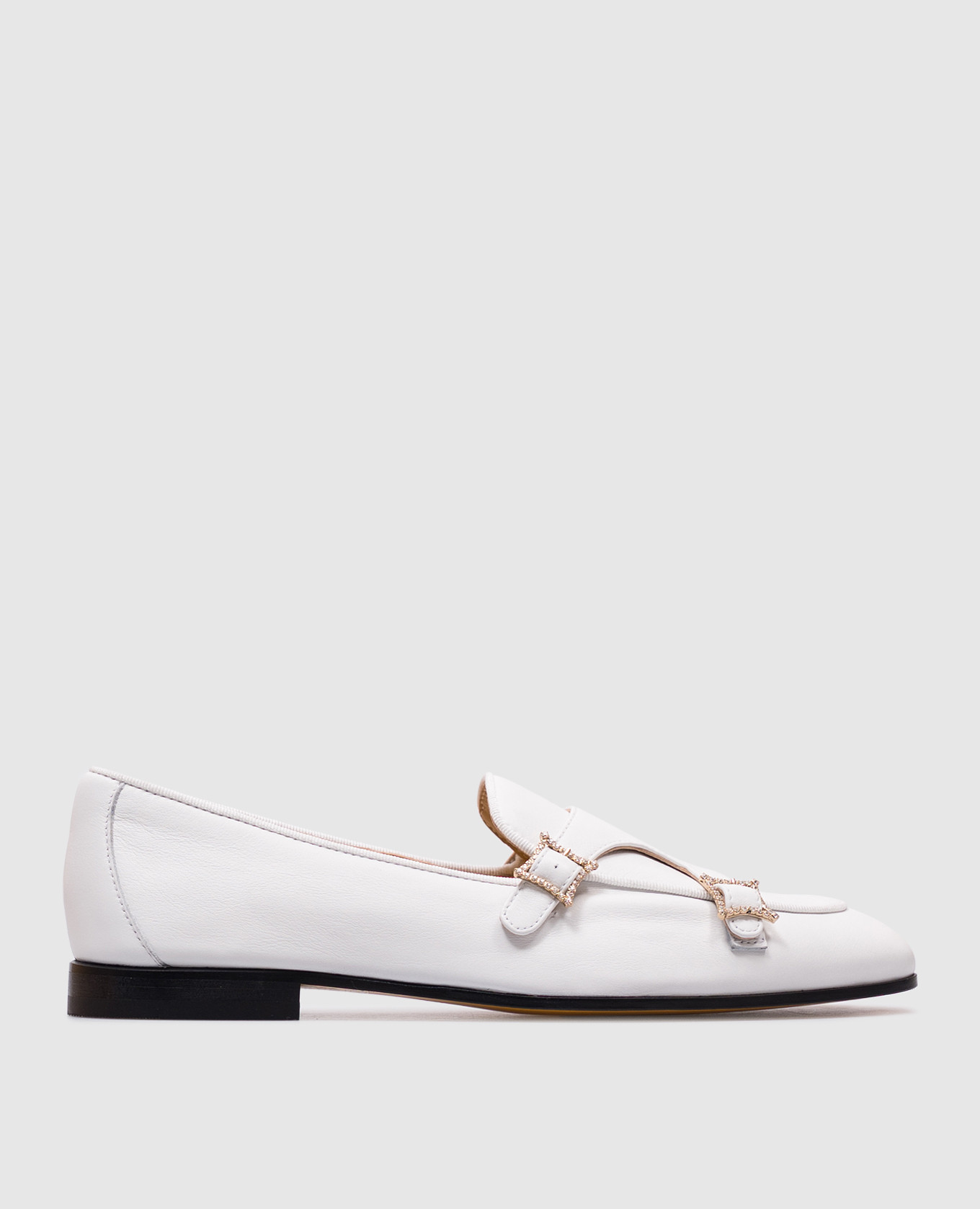 

White leather monks with crystals Doucal's