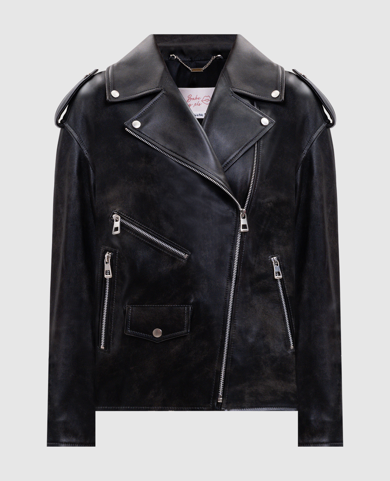 

Gray leather jacket Babe Pay Pls, Grey