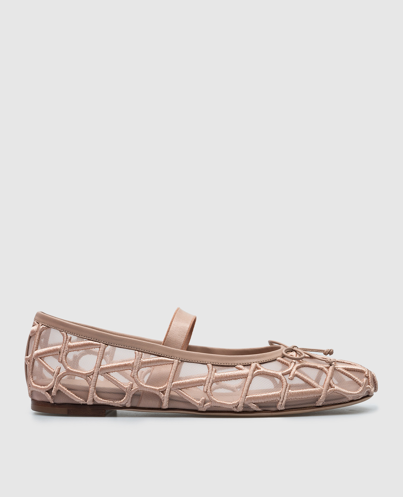Toile iconographe pink ballet flats with leather edging valentino
