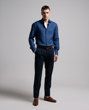 Brunello Cucinelli Blue patterned linen shirt MM6311718