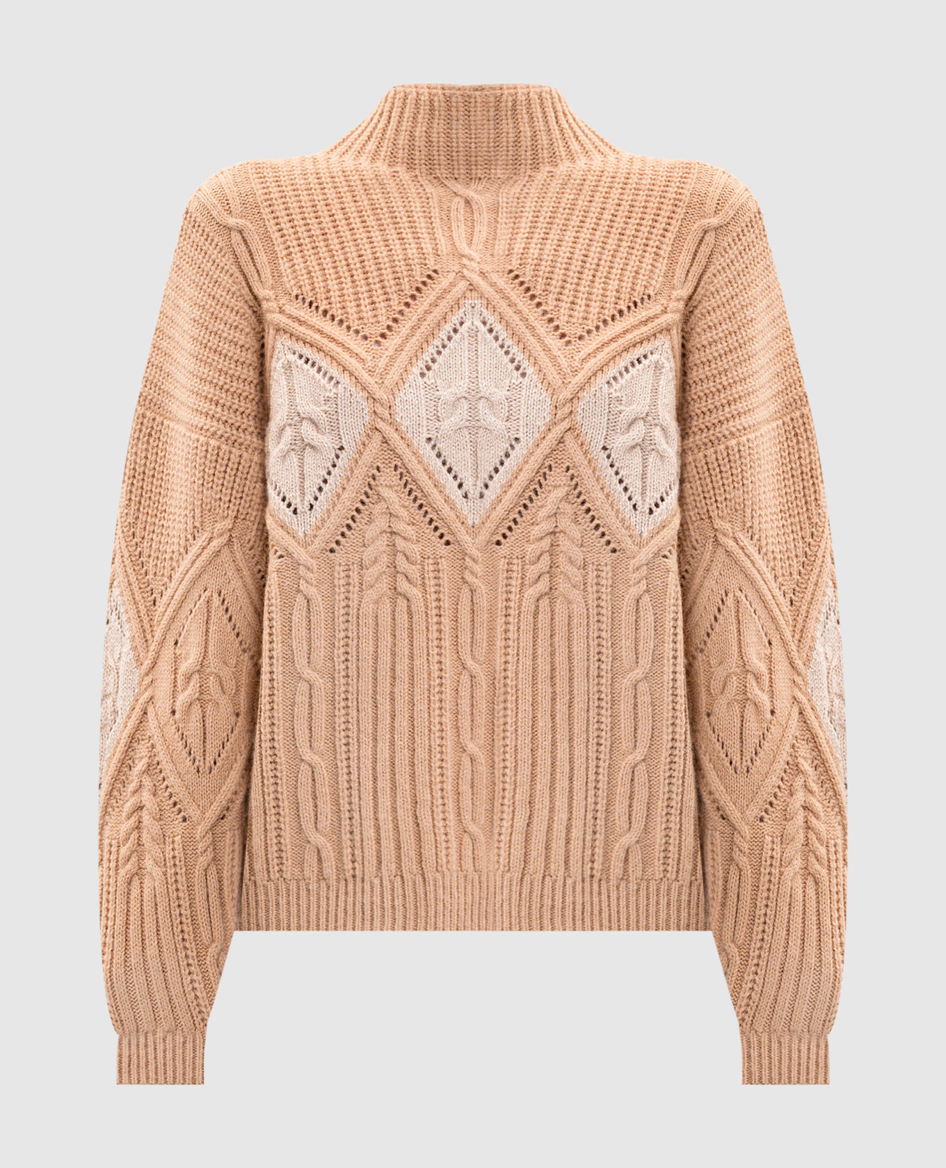 Beige wool sweater with textured pattern Twinset