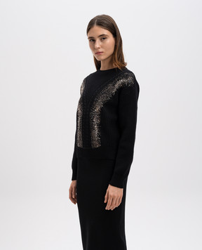 Max Mara Black sweater LESSY made of wool with crystals LESSY
