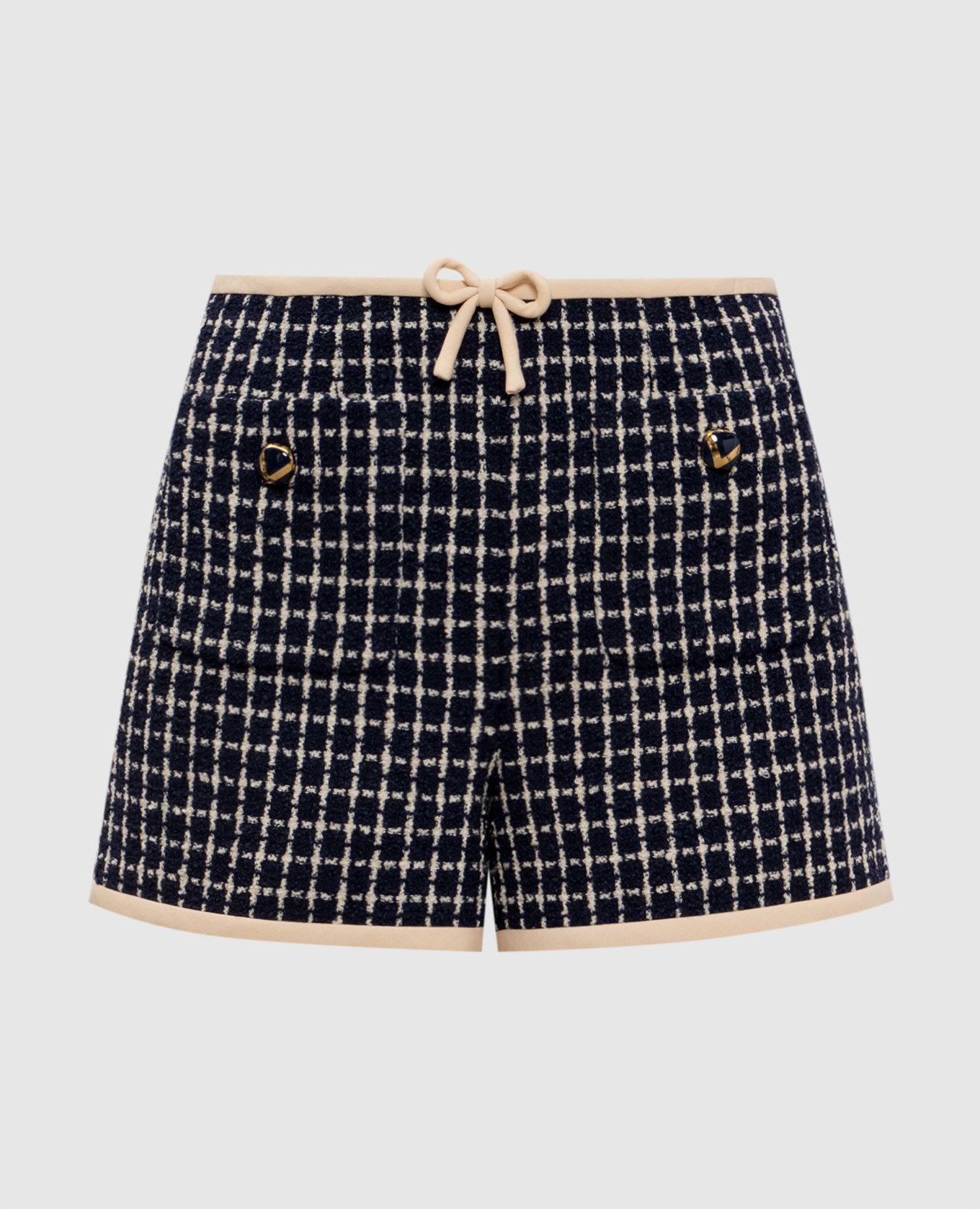 Blue tweed shorts with checked wool Valentino