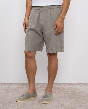 Brunello Cucinelli Green linen shorts M236PU0065