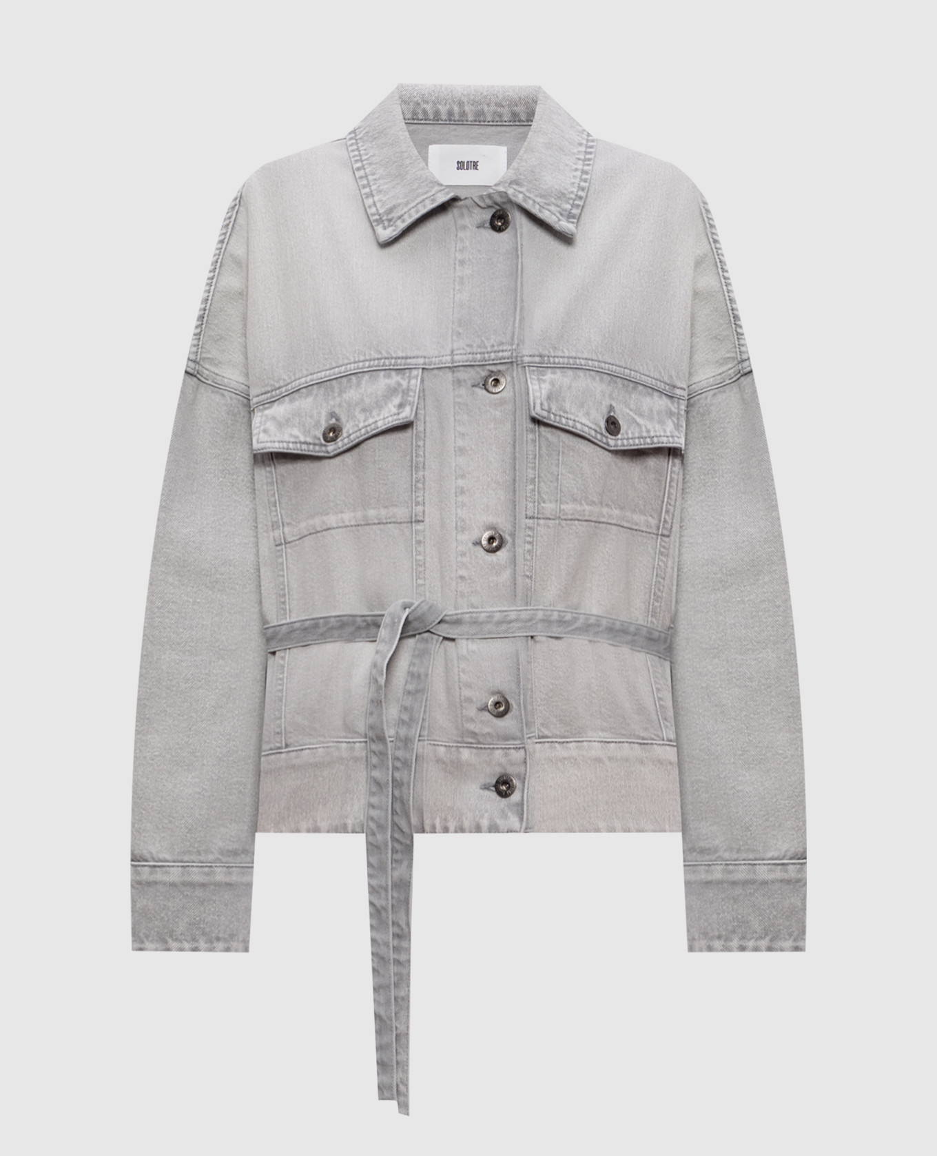 

Gray denim jacket with belt Solotre, Grey