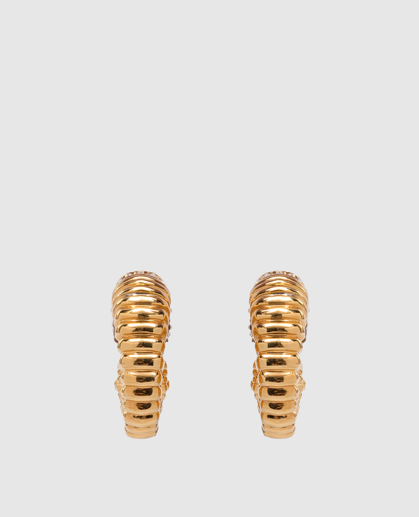 

Golden earrings in the form of snails with crystals Balmain