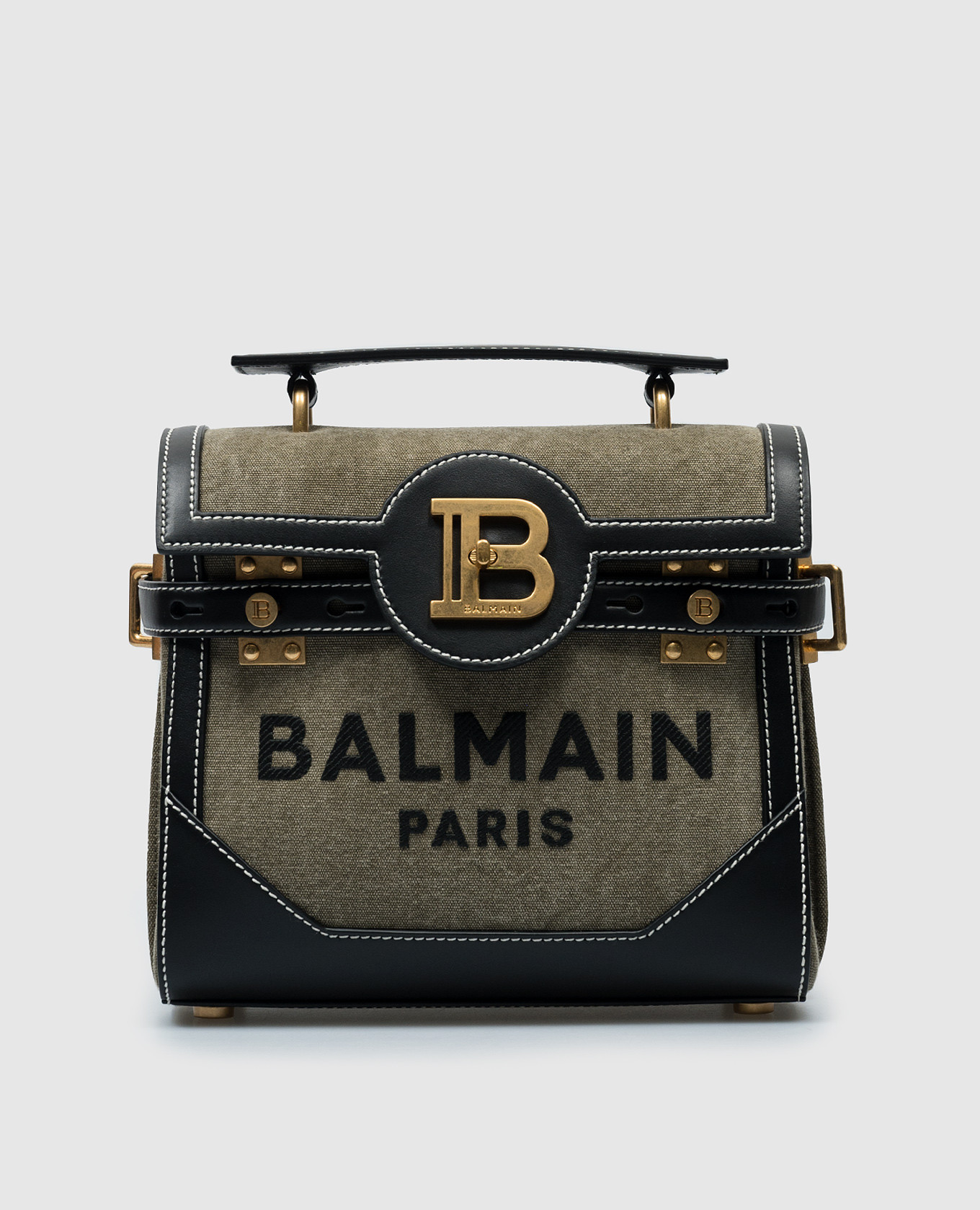 

B-Buzz 23 combined satchel bag in khaki color Balmain, Хаки