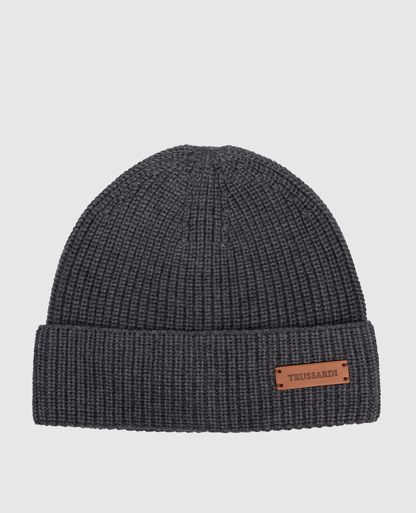 Grey wool hat with logo Trussardi