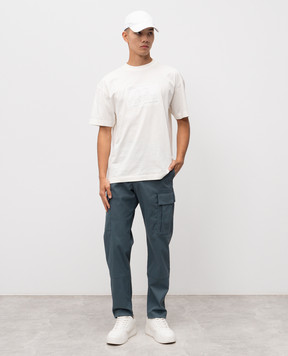 C.P. Company Metropolis Blue cargo pants with logo LPA046A110407A