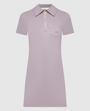 Palm Angels Purple polo dress with monogram logo embroidery PWDB227S24FAB001
