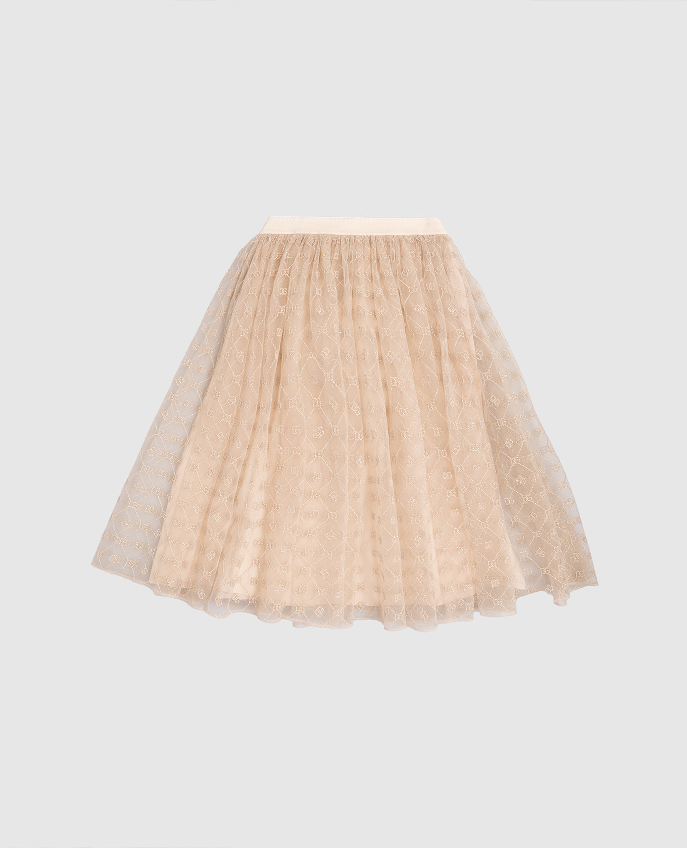 Children&#39;s beige skirt with DG logo Dolce&Gabbana