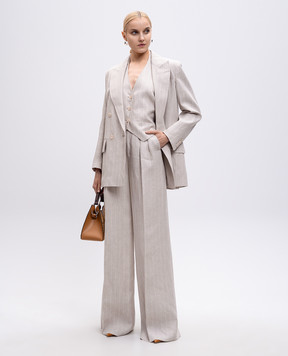 Max Mara GERLA beige double-breasted striped linen jacket GERLA
