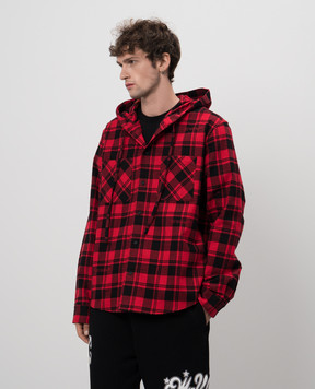 Off-White Red checkered shirt with a hood OMGE031C99FAB001sh