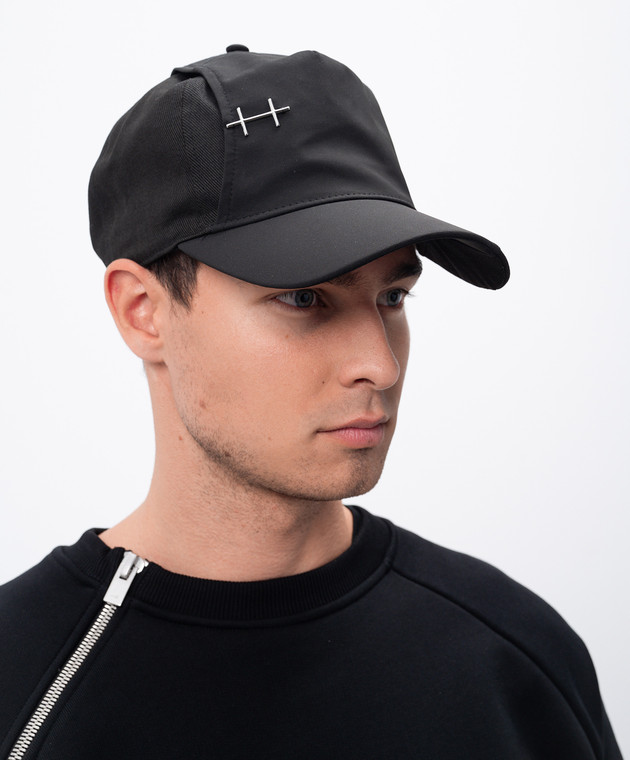Heliot Emil - Black ENVELOP CAP with metal logo 16110 - shop with