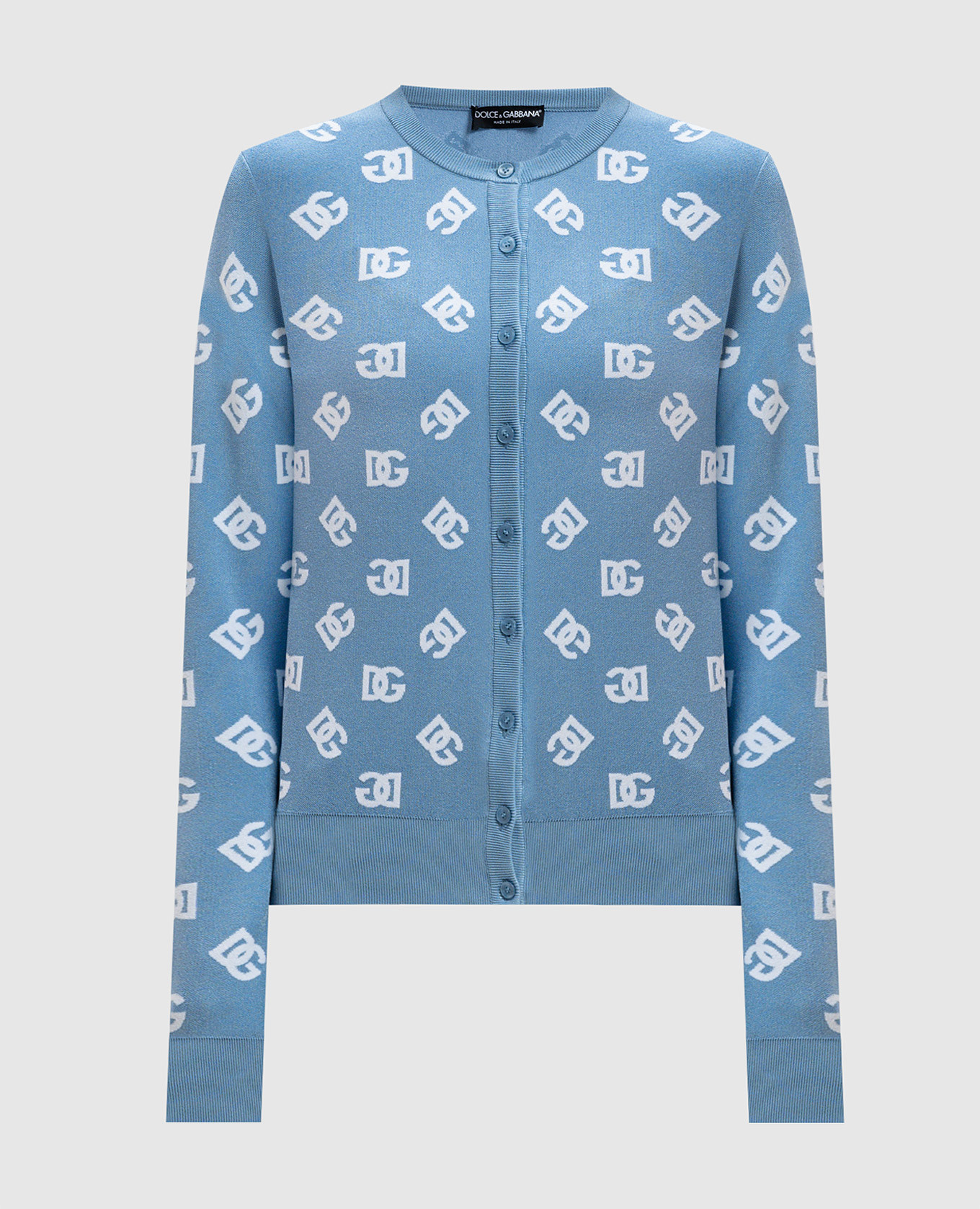 Blue cardigan in logo pattern dolce&gabbana