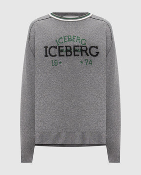 Iceberg Grey wool sweater with logo A0187469
