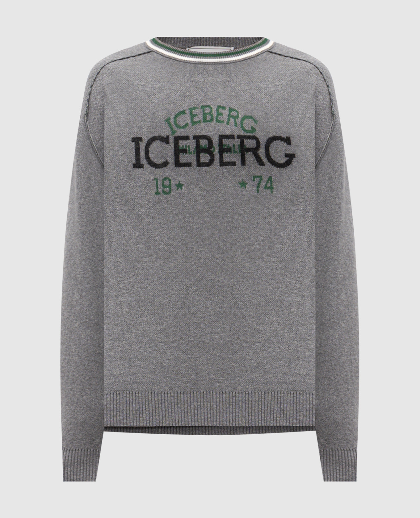 Grey wool sweater with logo Iceberg