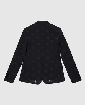 Dolce&Gabbana Children's black jacket with wool in logo pattern L41J70FJBAK