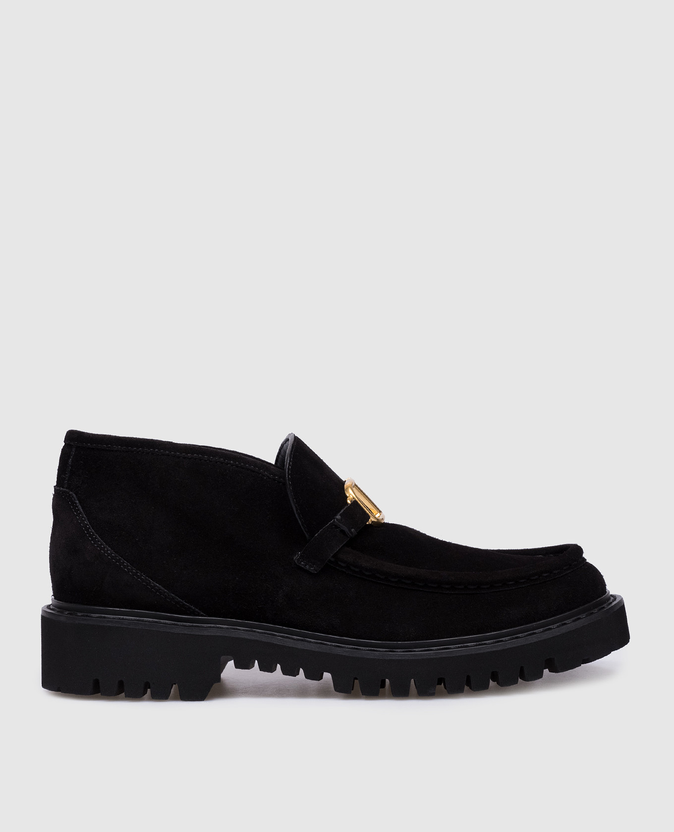 

Black suede loafers with metallic logo Valentino