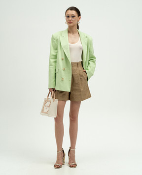 The Andamane Green double-breasted jacket with linen TM153007ATNL009
