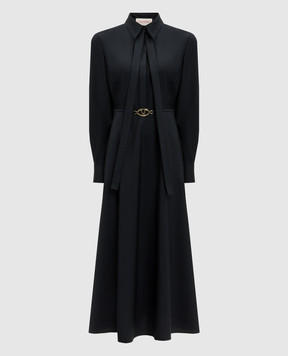 Valentino VLogo Signature wool dress in blue 5B3VA9D12QB