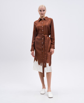 PROENZA SCHOULER Amaya brown silk shirt dress R2533035BSP178