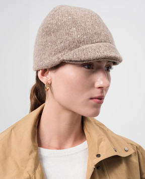 The Row Beige melange hat made of wool 8342Y766