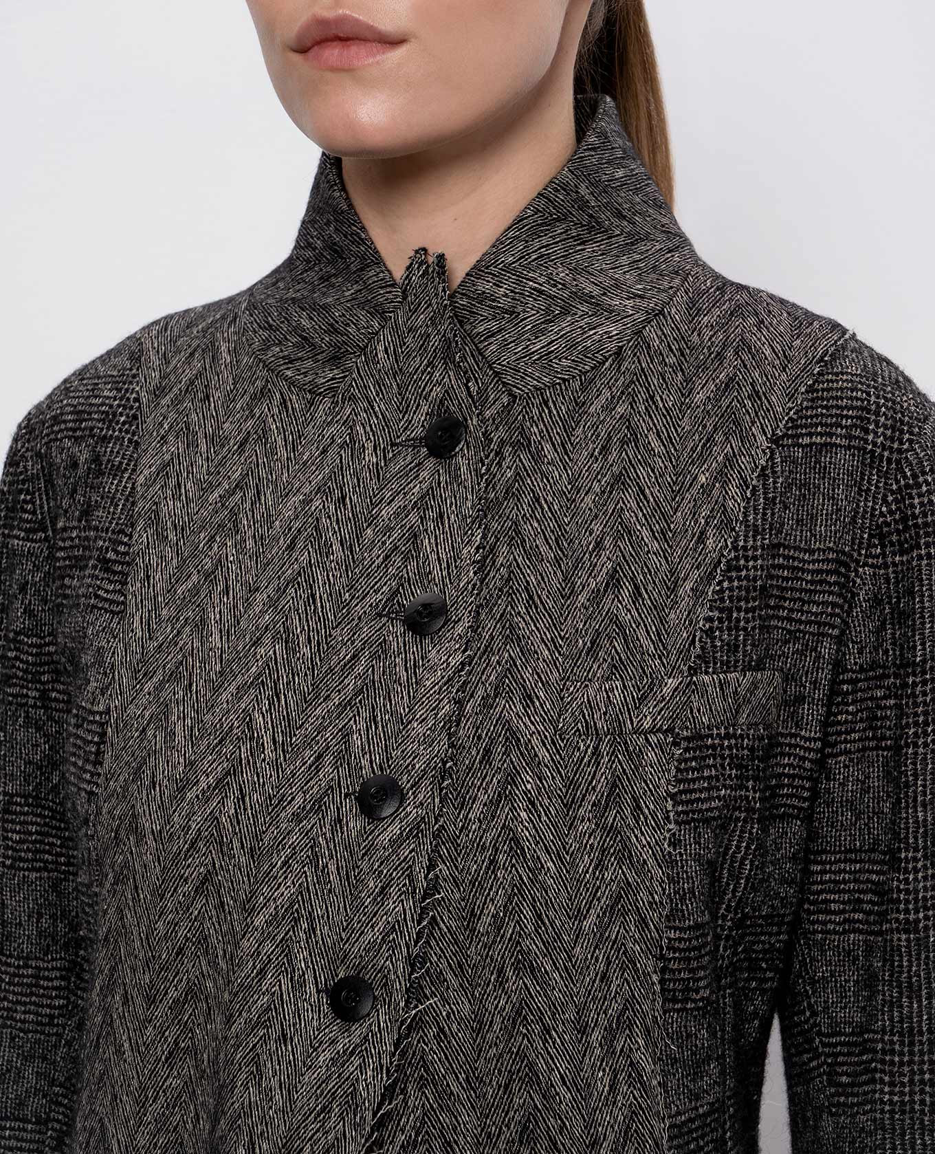 Gray wool check jacket Marc Le Bihan 5