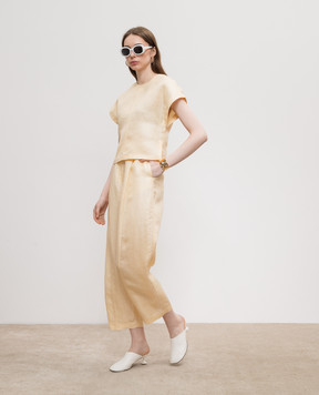 CO Yellow pants made of linen and silk 5052STLS
