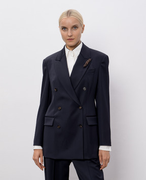 Brunello Cucinelli Blue double-breasted wool jacket MB1667541