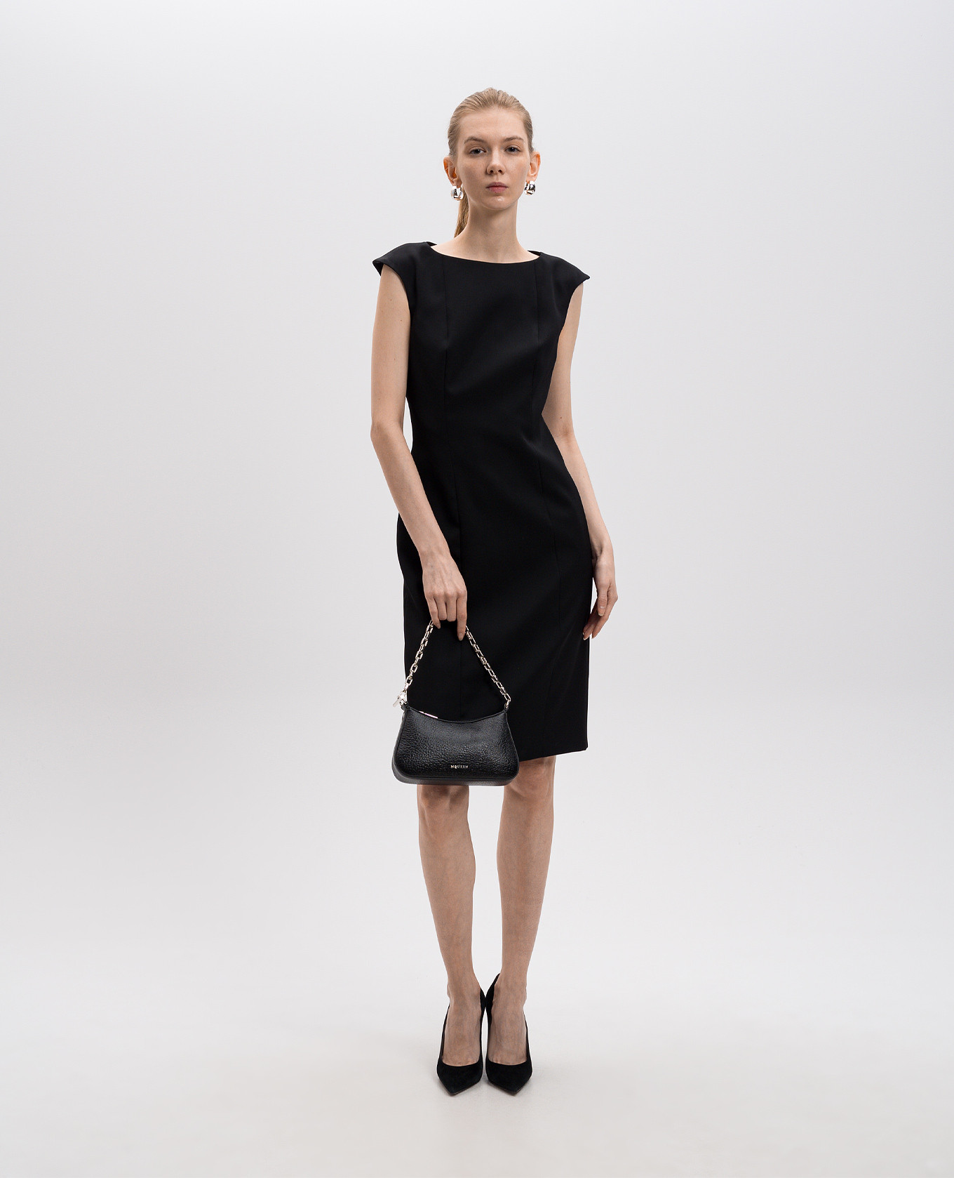 

Black wool midi sheath dress Alexander McQueen