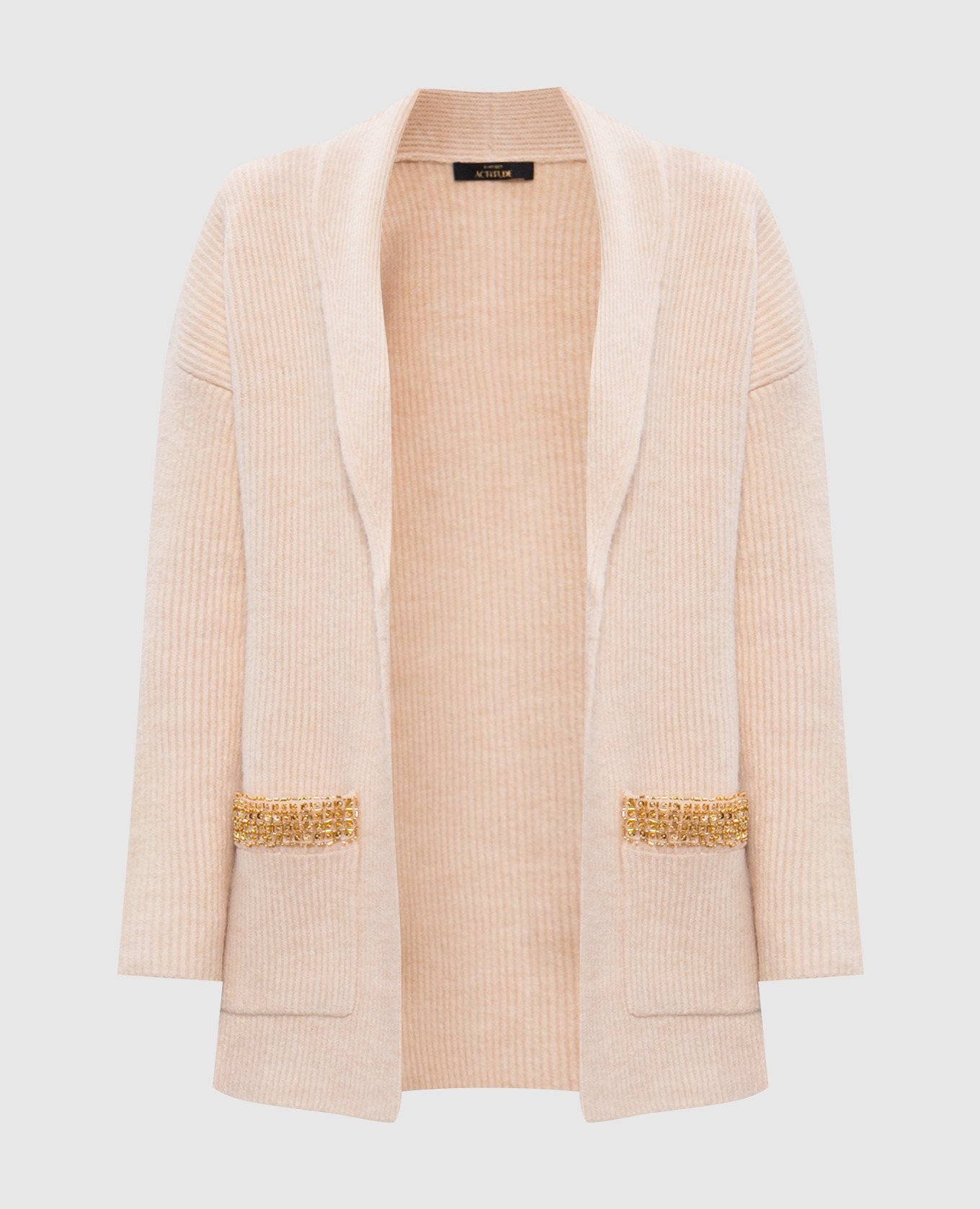 Beige cardigan with wool twinset actitude