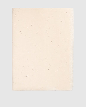 Peserico Beige wool scarf with sequins S31532C0CC664