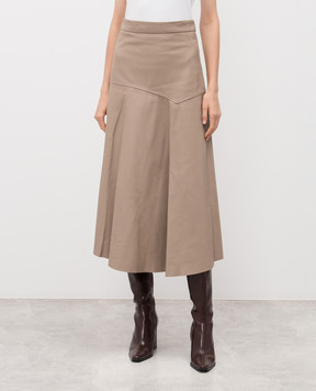 Simonetta Ravizza Beige leather midi skirt Times Square F05SK59L1