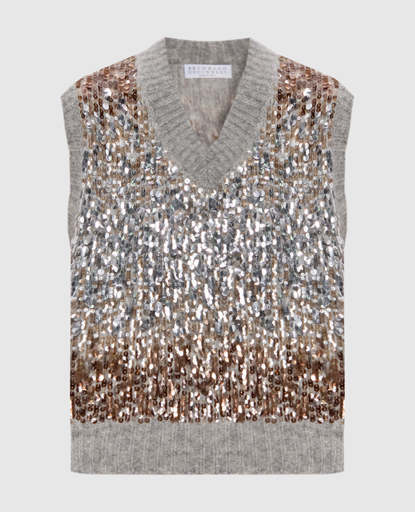 

Gray wool vest with sequins Brunello Cucinelli, Grey
