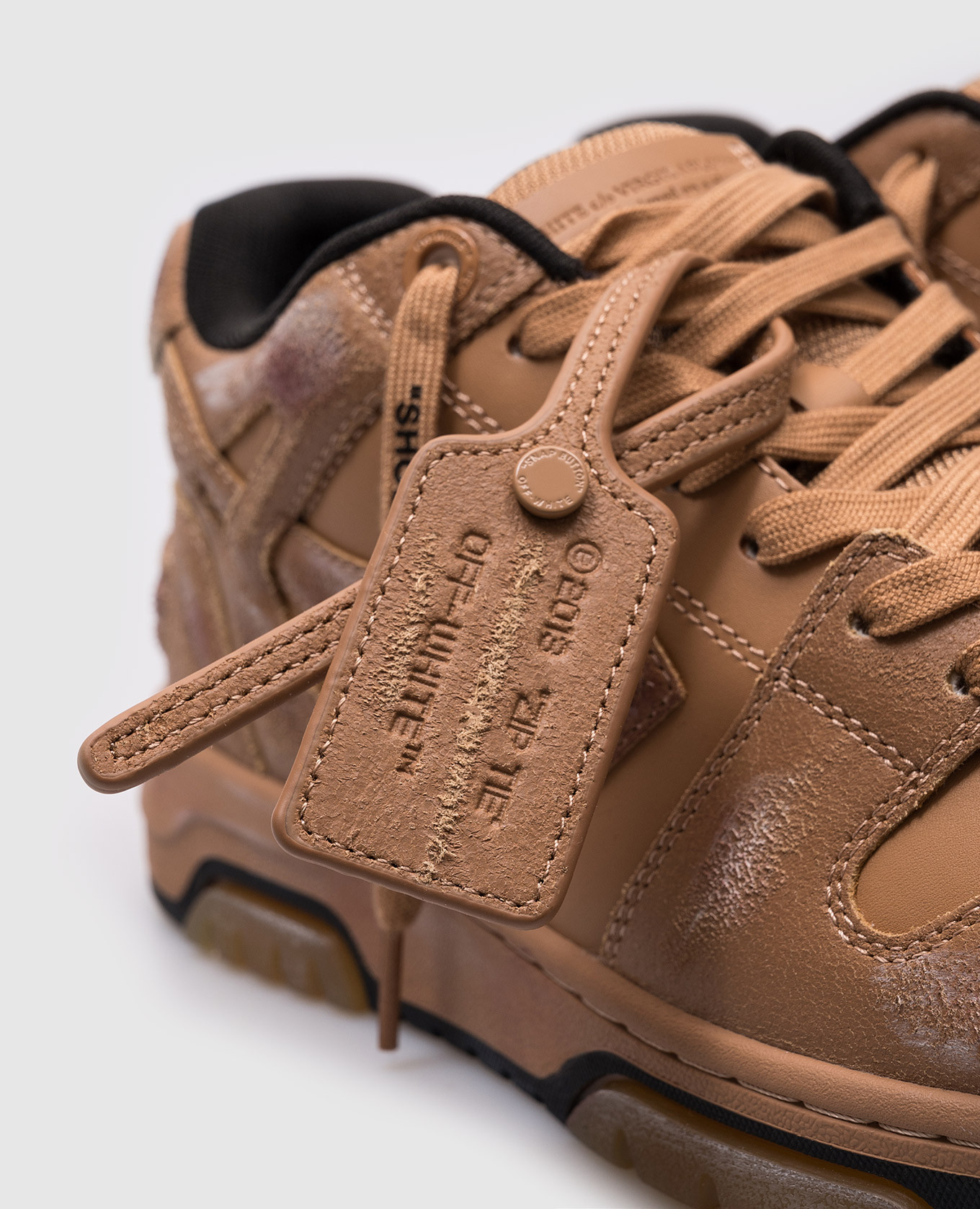 

Brown leather sneakers Out of Office with vintage effect Off-White